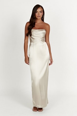 Women's Meshki Alanis Strapless Maxi Dress Beige Australia | Q6F-7001