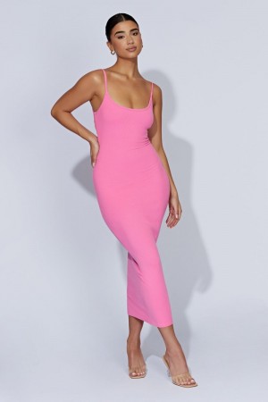 Women's Meshki Alexis Ribbed Cami Midi Dress Pink Australia | L6W-3590