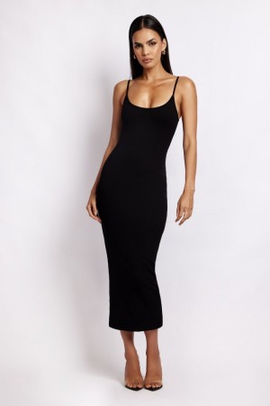 Women's Meshki Alexis Ribbed Cami Midi Dress Black Australia | D6L-9202