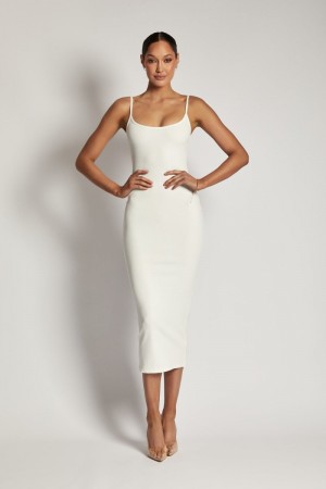 Women's Meshki Alexis Ribbed Cami Midi Dress White Australia | N8B-9620