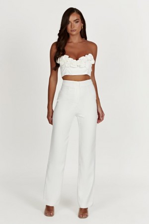 Women's Meshki Allanah Straight Leg Pants White Australia | O1U-1620