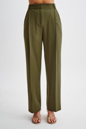 Women's Meshki Amelie Suiting Straight Leg Pants Olive Australia | Q1G-9177