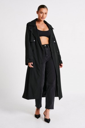 Women's Meshki Andreas Oversized Trench Coat Black Australia | R4E-8892