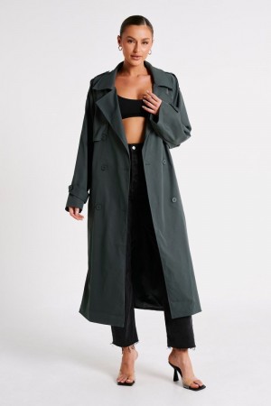 Women's Meshki Andreas Oversized Trench Coat Deep Grey Australia | D1Q-2516