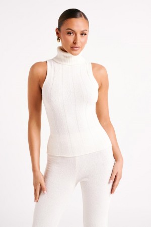 Women's Meshki Angelina Ribbed Turtleneck Jumper White Australia | V5B-8986