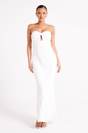 Women's Meshki Antonella Strapless Keyhole Maxi Dress White Australia | W4C-8583