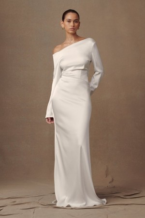 Women's Meshki Avery Long Sleeve Maxi Dress White Australia | S7M-7691