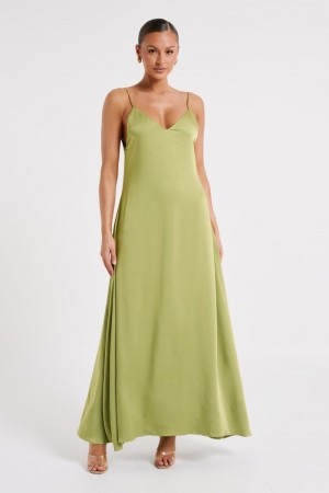 Women's Meshki Beatrice Flowy Maxi Dress Green Australia | C6F-4239