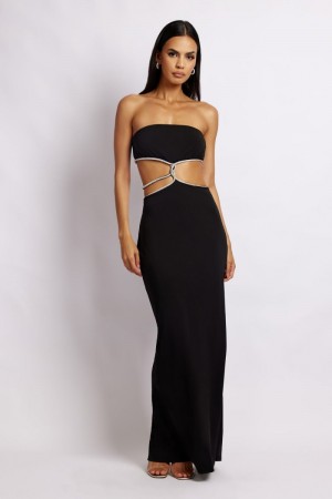 Women's Meshki Billie Strapless Maxi Dress Black Australia | L5Z-9863