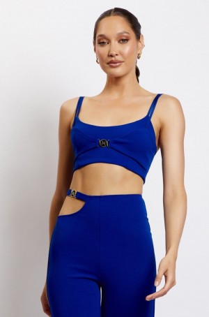 Women's Meshki Blythe Double Strap Crop Tops Blue Australia | X8K-9384