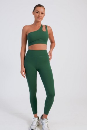 Women's Meshki Briar V Back Pockets Leggings Green Australia | C7J-8343