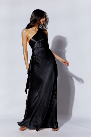 Women's Meshki Calliope One Shoulder Maxi Dress Black Australia | S3Q-2856