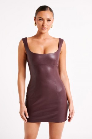 Women's Meshki Cara Faux Leather Mini Dress Purple Australia | M0H-1184