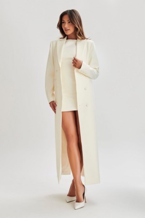 Women's Meshki Carver Suiting Trench Coat White Australia | R7O-6458