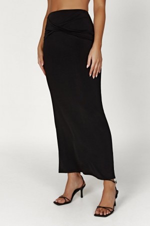 Women's Meshki Ceri Maxi Twist Skirts Black Australia | E8F-5773