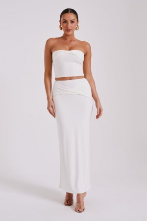 Women's Meshki Ceri Maxi Twist Skirts White Australia | O5I-6025