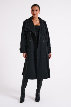 Women's Meshki Channing Belt Trench Coat Black Australia | L8K-7190