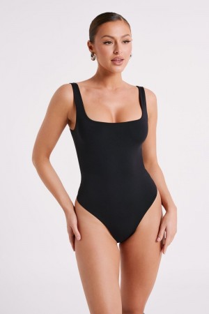 Women's Meshki Charlie Recycled Nylon Scoop Neck Bodysuit Black Australia | G9Q-8848