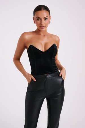 Women's Meshki Chaya Velvet Pointed Corset Black Australia | S8Q-3079