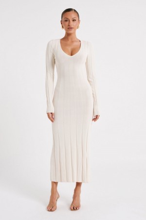 Women's Meshki Ciara Ribbed Maxi Dress White Australia | R9A-0013