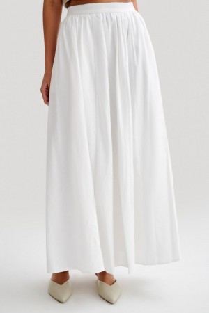 Women's Meshki Clarence Linen A-Line Maxi Skirts White Australia | T5R-4536