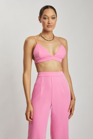 Women's Meshki Cynthia Triangle Bralettes Pink Australia | G6W-1337