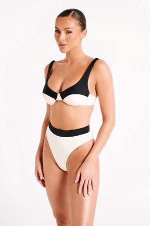 Women's Meshki Dolores Recycled Contrast Bikini Top Bikinis White Australia | A6R-5113