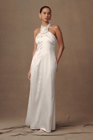 Women's Meshki Dylan Rose Halter Maxi Dress White Australia | Y3S-1497