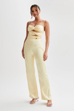 Women's Meshki Elina Twist Satin Jumpsuit Light Yellow Australia | W9X-8170