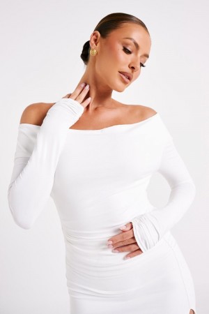 Women's Meshki Emma Recycled Nylon Long Sleeve Tops White Australia | J1P-9421