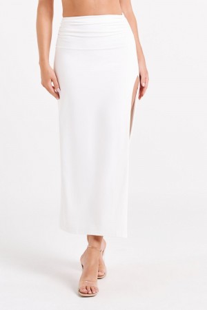 Women's Meshki Emma Recycled Nylon Maxi Skirts White Australia | C6B-3184