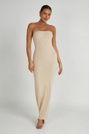 Women's Meshki Emmy Strapless Knit Maxi Dress White Australia | X1Y-5315