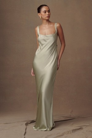 Women's Meshki Ensley Satin Maxi Dress Green Australia | N0Y-5070