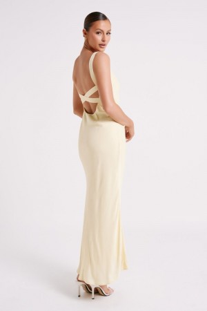 Women's Meshki Ensley Satin Maxi Dress Light Yellow Australia | A7C-5722