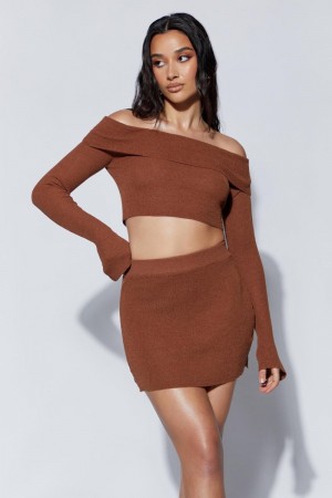 Women's Meshki Esme Knit Mini Skirts Dark Orange Australia | O4G-9693