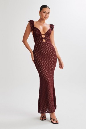 Women's Meshki Ezra Lace Maxi Dress Purple Australia | J6Q-5471