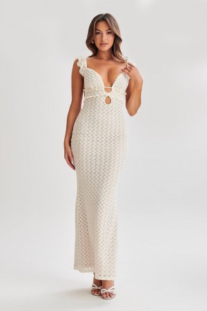 Women's Meshki Ezra Lace Maxi Dress White Australia | E1L-0960