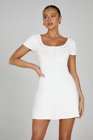 Women's Meshki Georgia Pointelle Knit Mini Dress White Australia | Y9A-4234