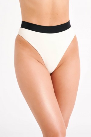 Women's Meshki Giulia Recycled Contrast Bikini Bottom Bikinis White Australia | Q5U-0791