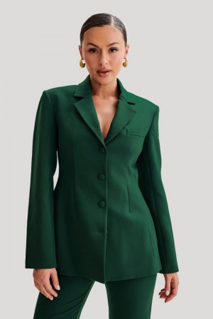 Women's Meshki Greer Hourglass Suiting Blazers Green Australia | V4C-5607