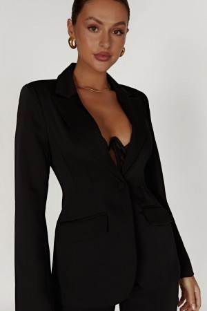 Women's Meshki Helda Fitted Cinched Waist Blazers Black Australia | A3W-2073