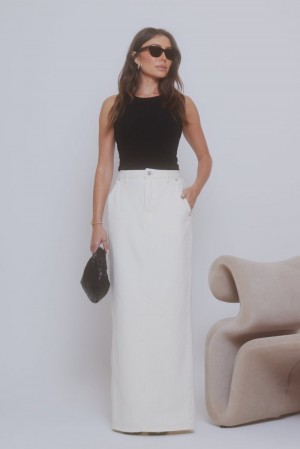 Women's Meshki Illona Denim Maxi Skirts White Australia | Y3P-9359