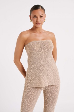 Women's Meshki Irma Strapless Boucle Tops White Australia | Y1J-0427