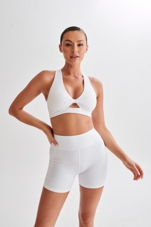 Women's Meshki Jackie Twist Crop Tops White Australia | H6E-2237