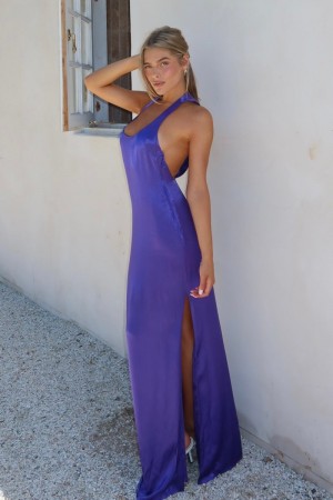 Women's Meshki Jacquelyn Racerback Maxi Dress Deep Purple Australia | H3Y-5512