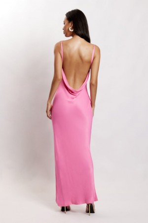 Women's Meshki Jade Cowl Neck Backless Maxi Dress Pink Australia | B7B-2437