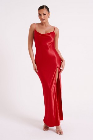 Women's Meshki Jade Cowl Neck Backless Maxi Dress Red Australia | B2G-9114