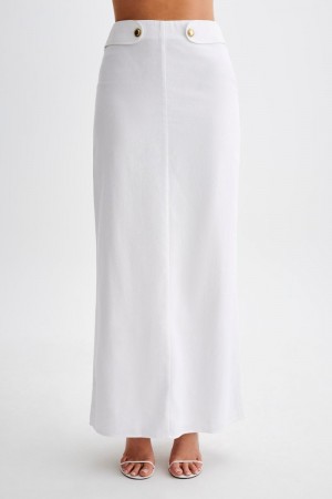 Women's Meshki Jordan Linen Maxi Skirts White Australia | B2H-7821