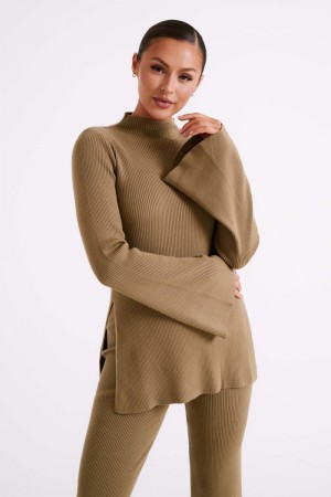 Women's Meshki Jovie Oversized Knit Jumper Olive Australia | G9C-9728