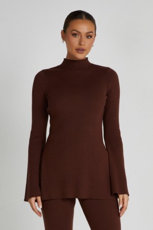 Women's Meshki Jovie Oversized Knit Jumper Dark Brown Australia | X3N-9047